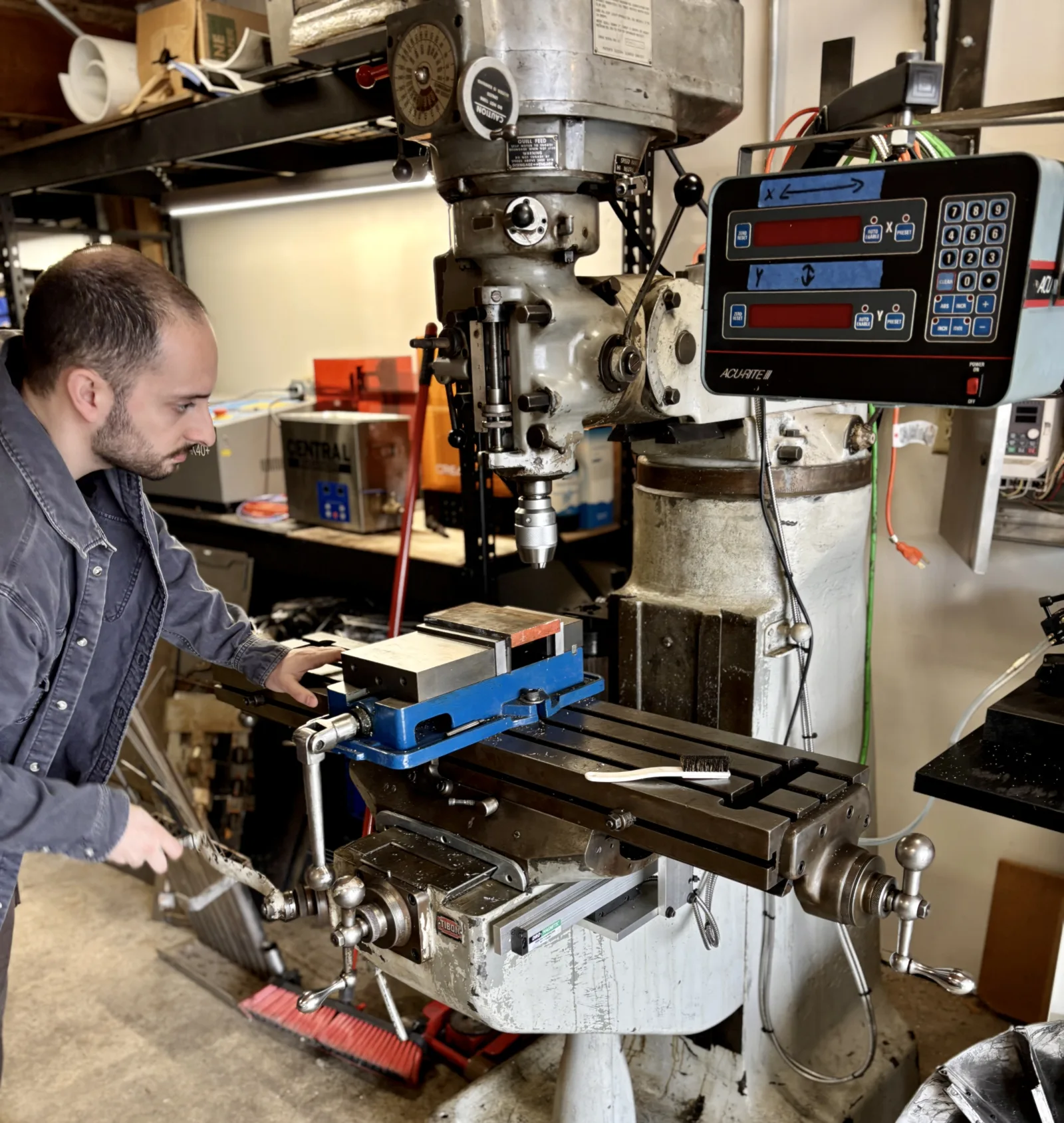 Milling operation on the manual mill at the Arinta Engineering shop